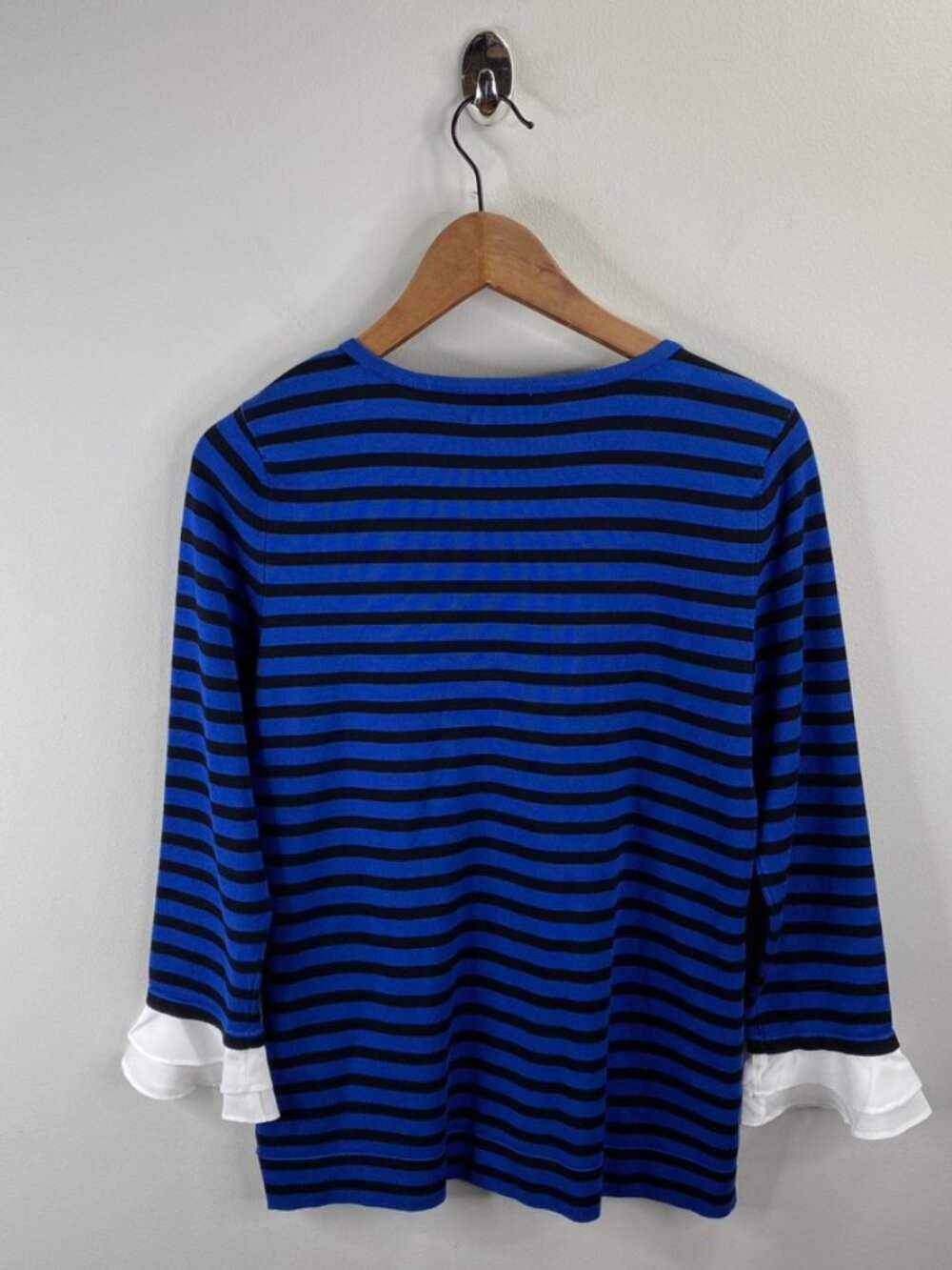 Karl Lagerfeld Striped Ruffle Cuff Sweater Size S - Picture 4 of 7